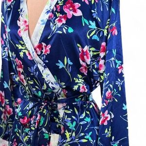 ✨ Vintage Oscar de la Renta Pink Label Satin Floral Robe – Bridal & Loungewear L